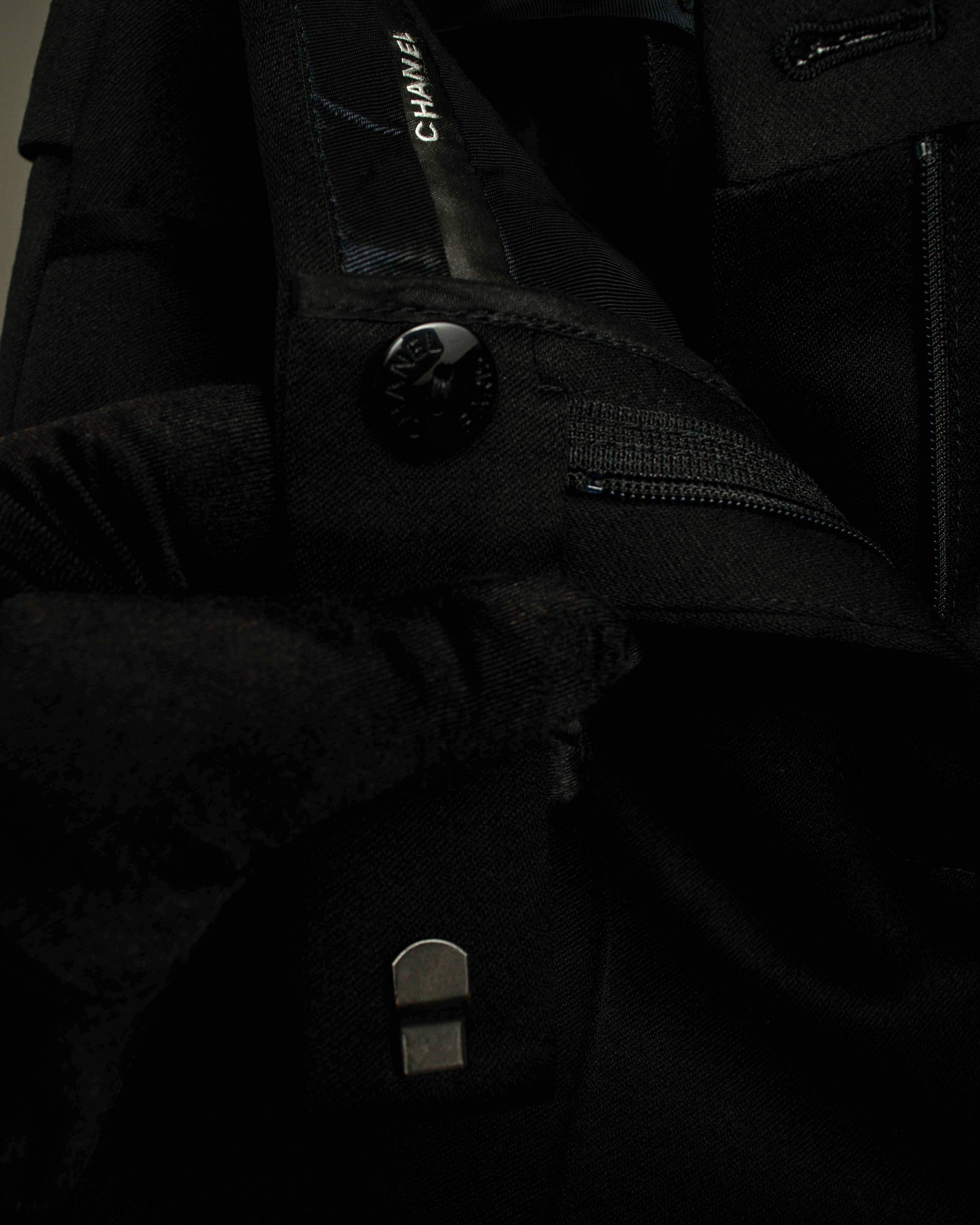 "CHANEL" Fringe design high waist straight cut slacks