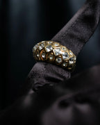 “Dior” mesh designed gold ring with crystal