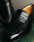 "BURBERRY LONDON" 00's Glossy black leather penny loafers