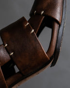 "CELINE" Layered belt detail leather heel sandals
