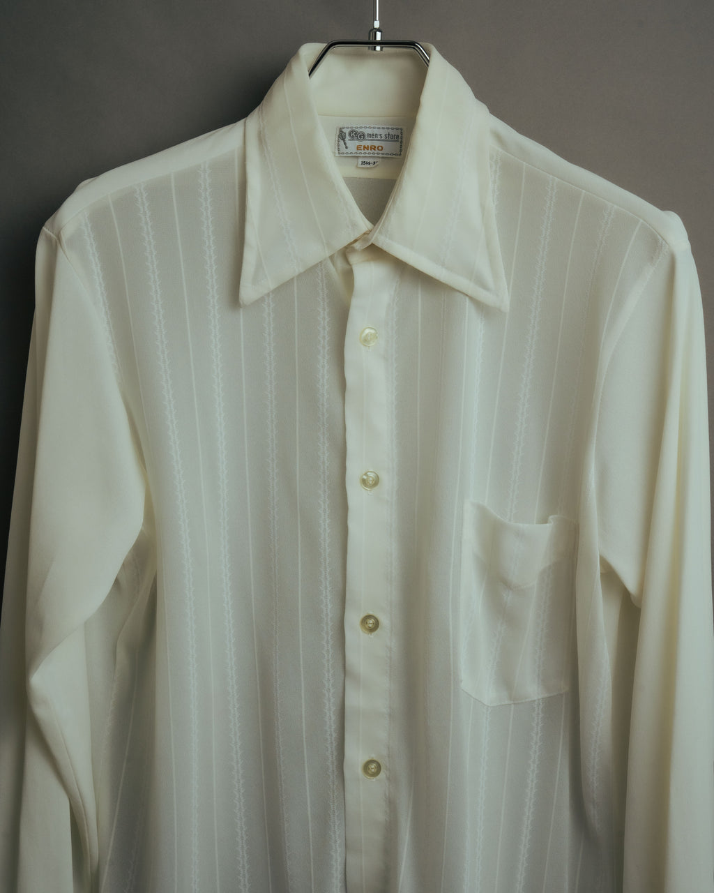 -MOOD Vintage Collections- 70’s-80’s Sheer stripe long point collar shirt