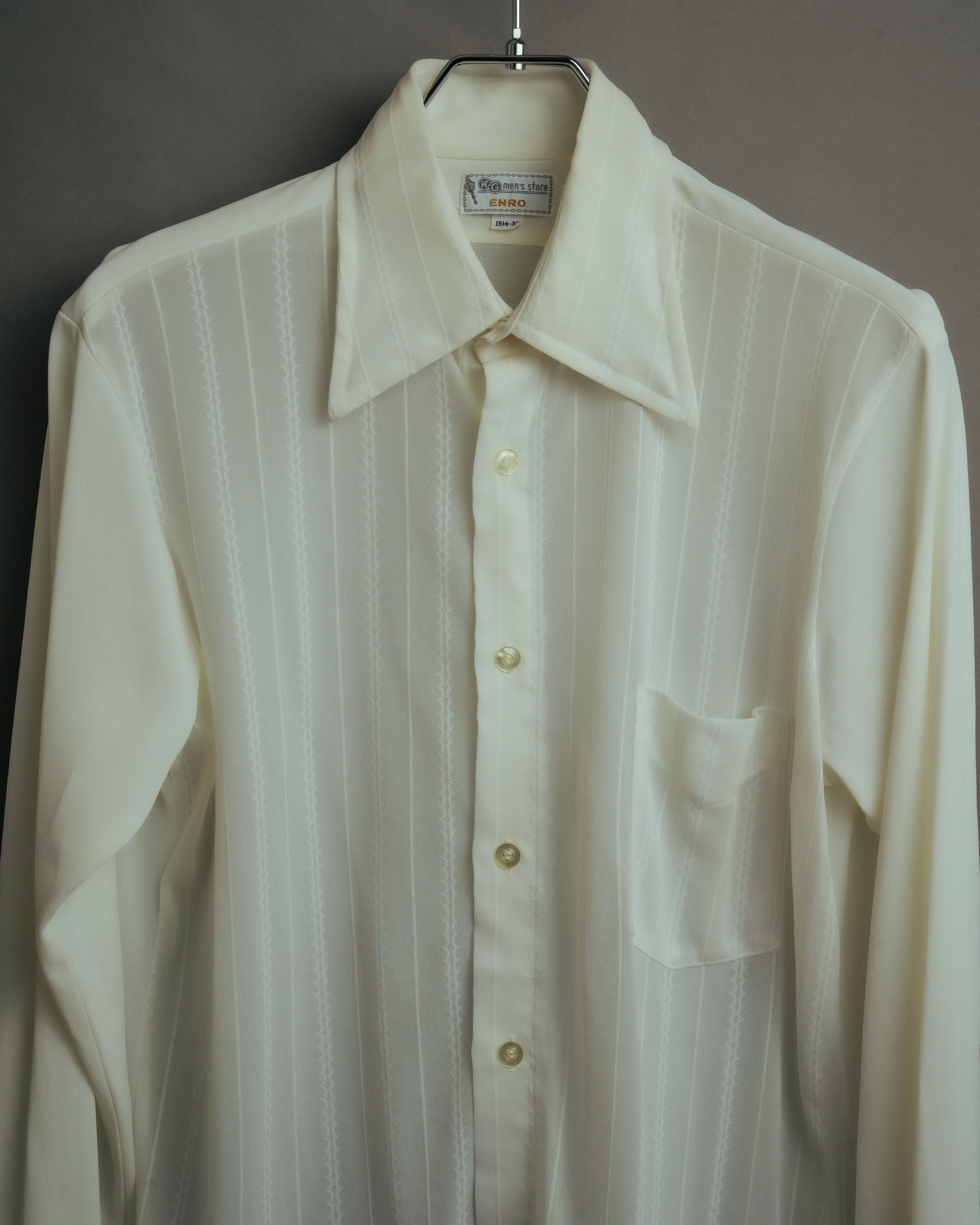 -MOOD Vintage Collections- 70’s-80’s Sheer stripe long point collar shirt