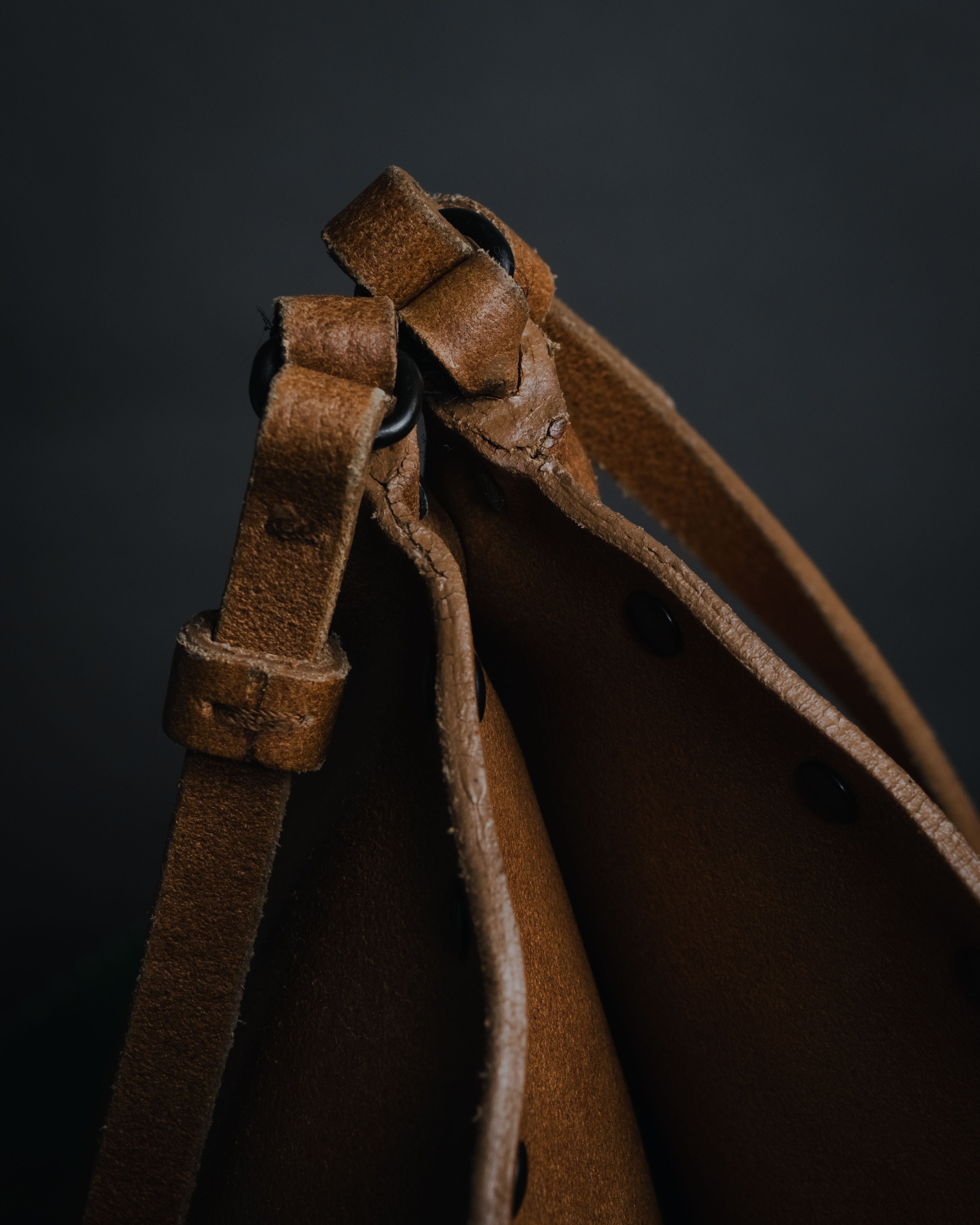 "miu miu" 90’s-00’s Studded raw edge leather hobo bag