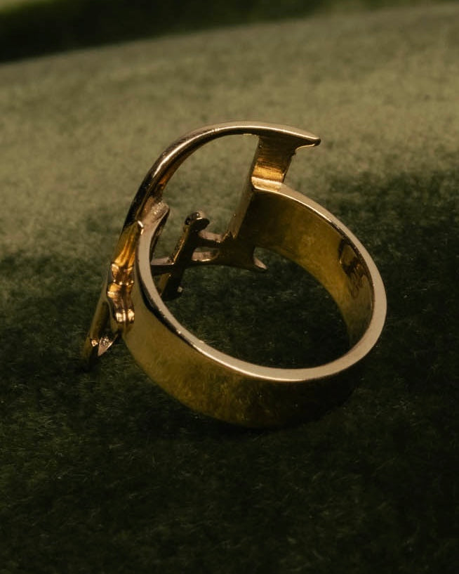 "Christian Dior" 00's Openwork Dior logo gold ring
