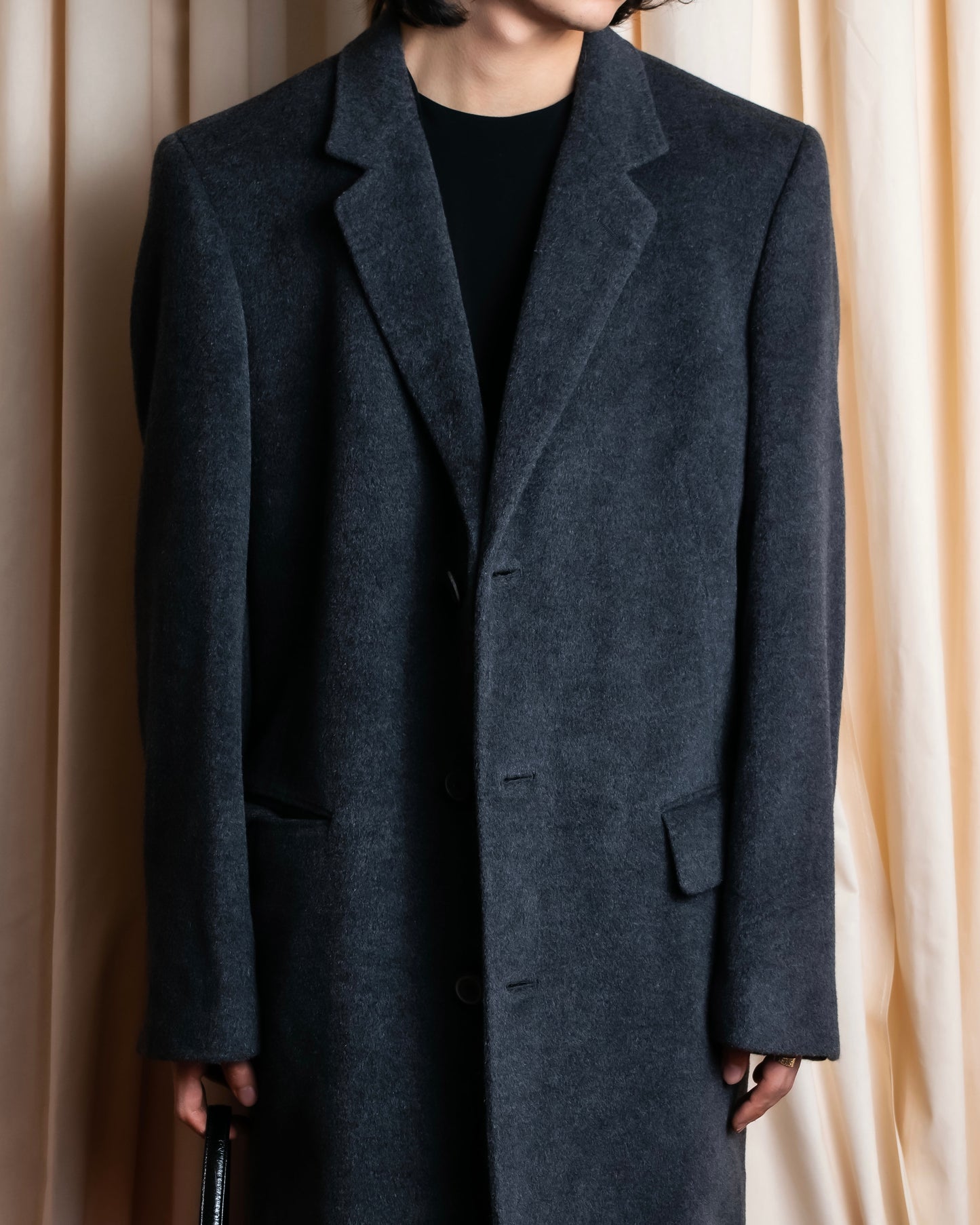 "GIANERANCO FERRE" Angora wool blend long chester coat