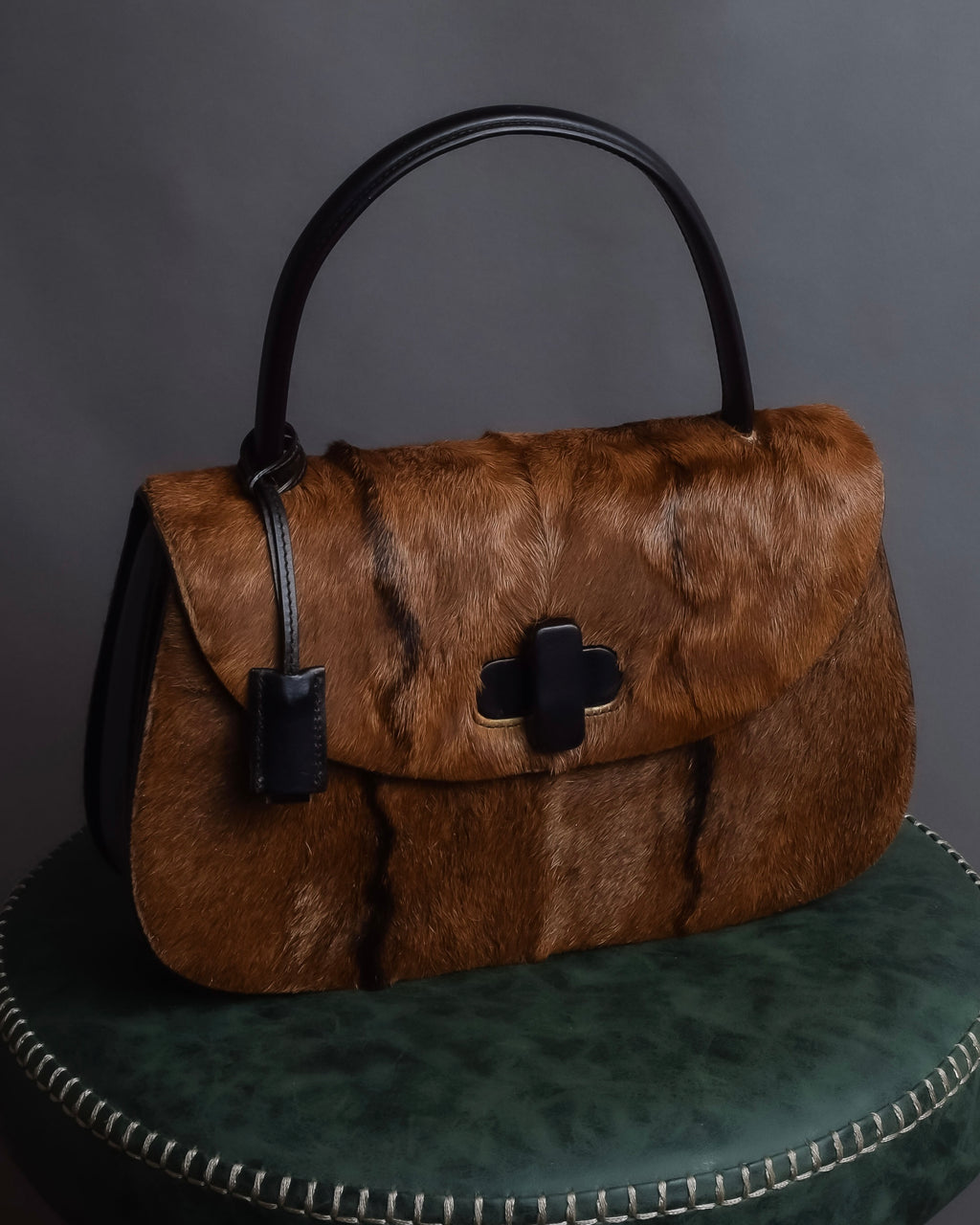 "GUCCI"「1947」 pony leather combination bamboo hand bag