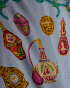 "GUCCI" 90's-00's Vintage botanical and perfume bottle silk scarf