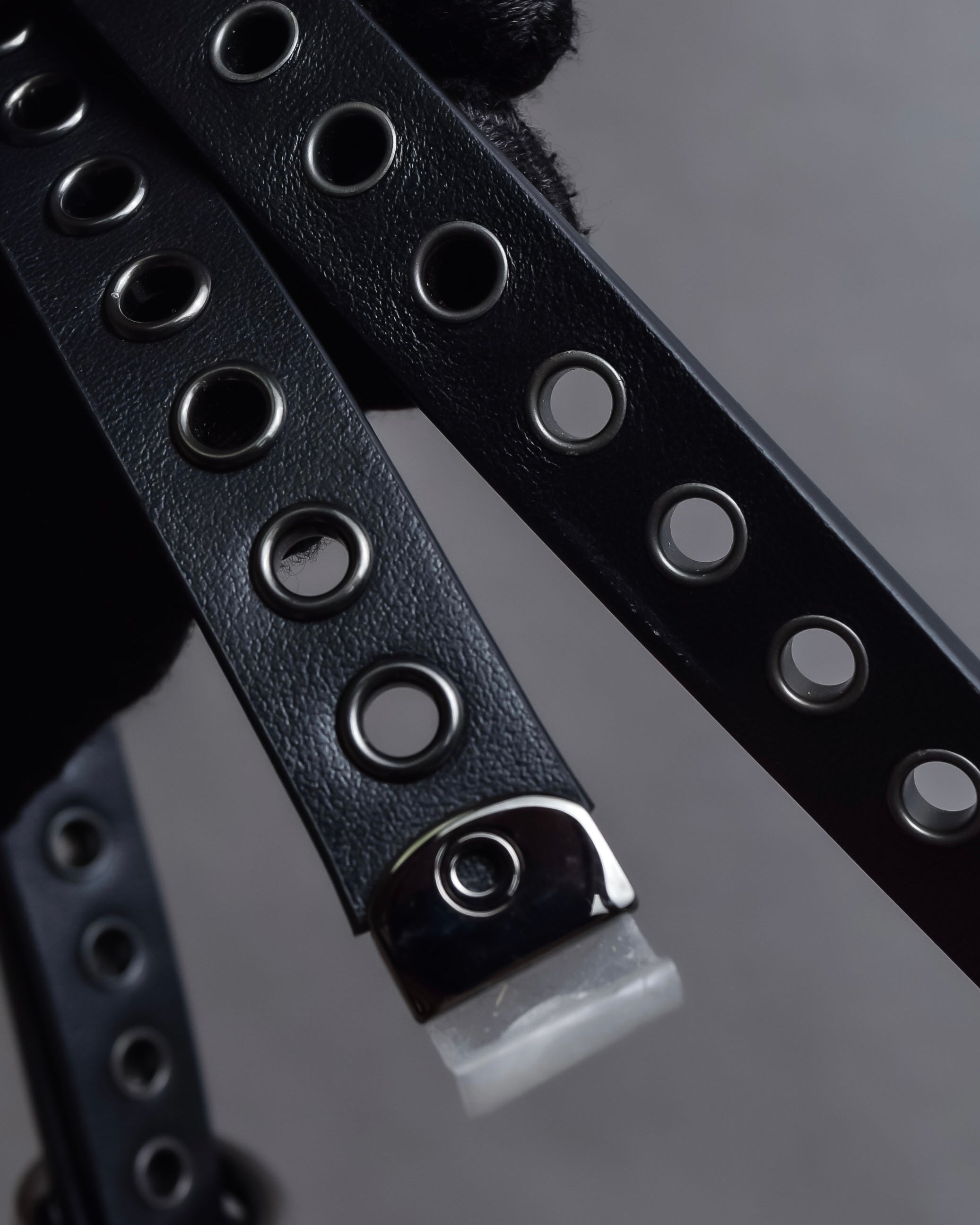 "Christian Dior" Black eyelet leather narrow belt