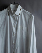 "VALENTINO" Stud detail collar white cotton shirt