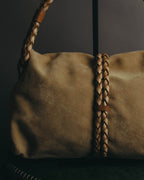 “Burberry” 00’s Braided leather handle suede shoulder bag