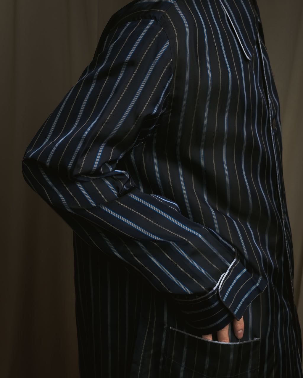 "Maison Margiela" 2021AW piped striped lounge shirt