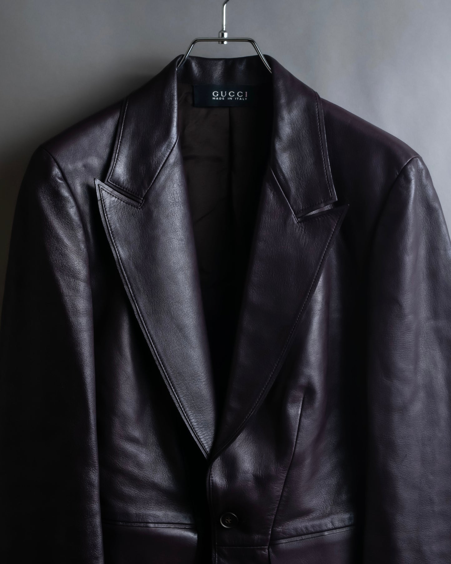 "GUCCI" Cutting design leather tailored jacket