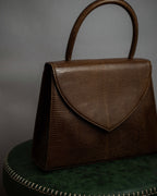 "YVES SAINT LAURENT" Flap design lizard embossed leather hand bag