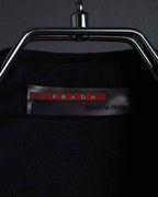 "PRADA" Wrap flap design micro suede jacket