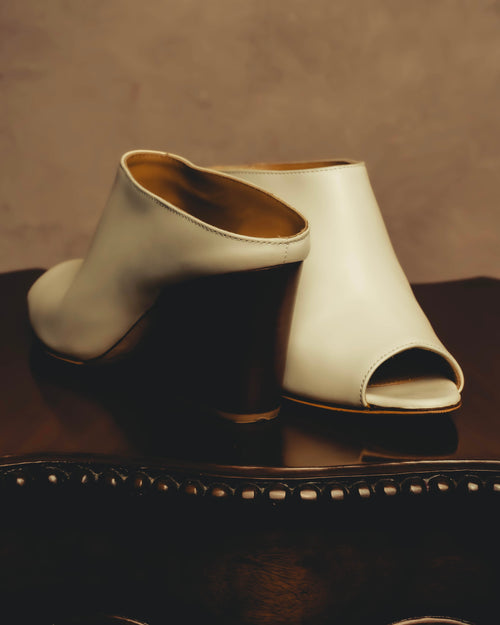 “Sergio Rossi” White open-toe heeled mules