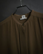 “HERMES” 2018-2024 Minimal band collar silk shirt