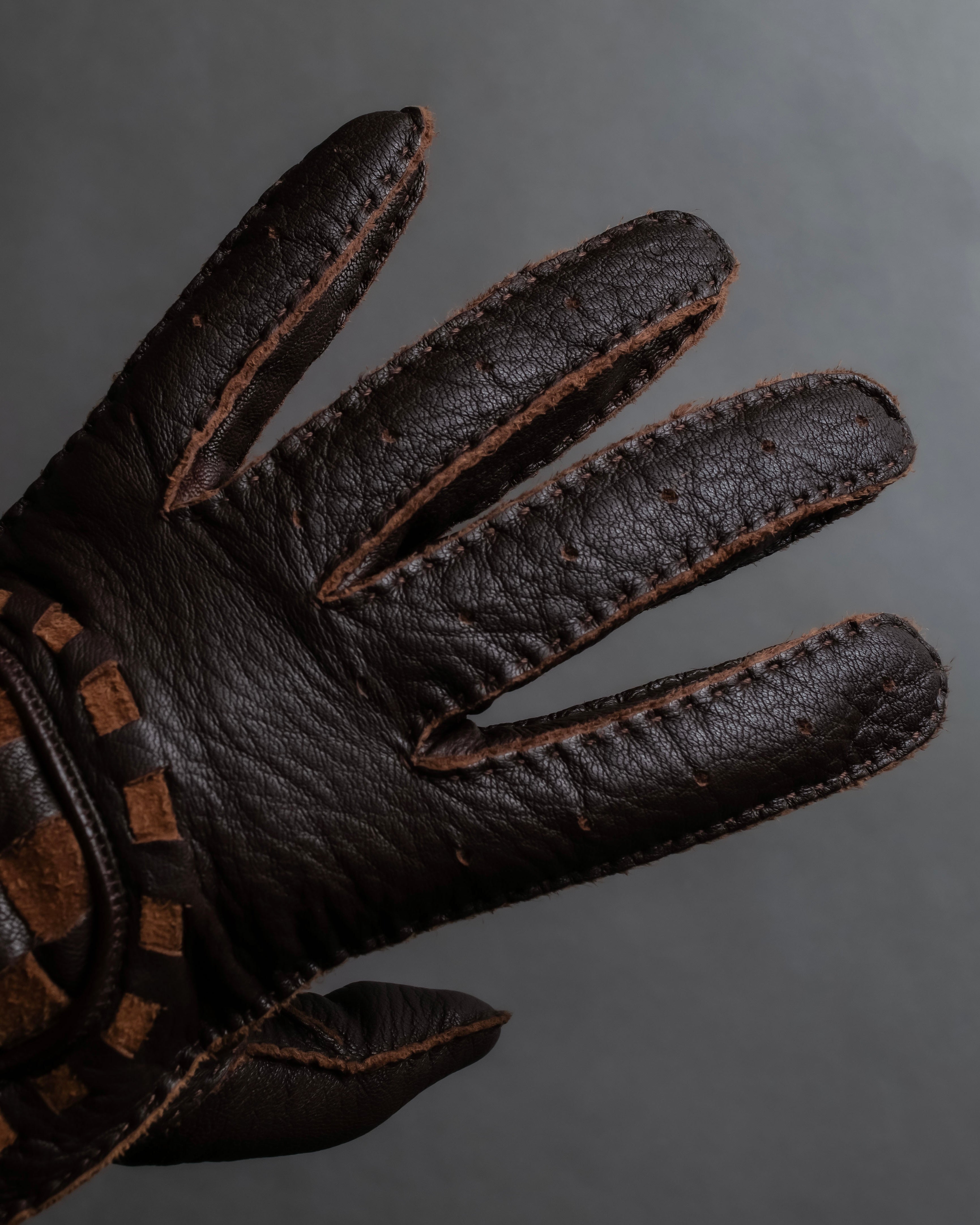 "Vivienne Westwood" Orb design checker panel pattern leather gloves