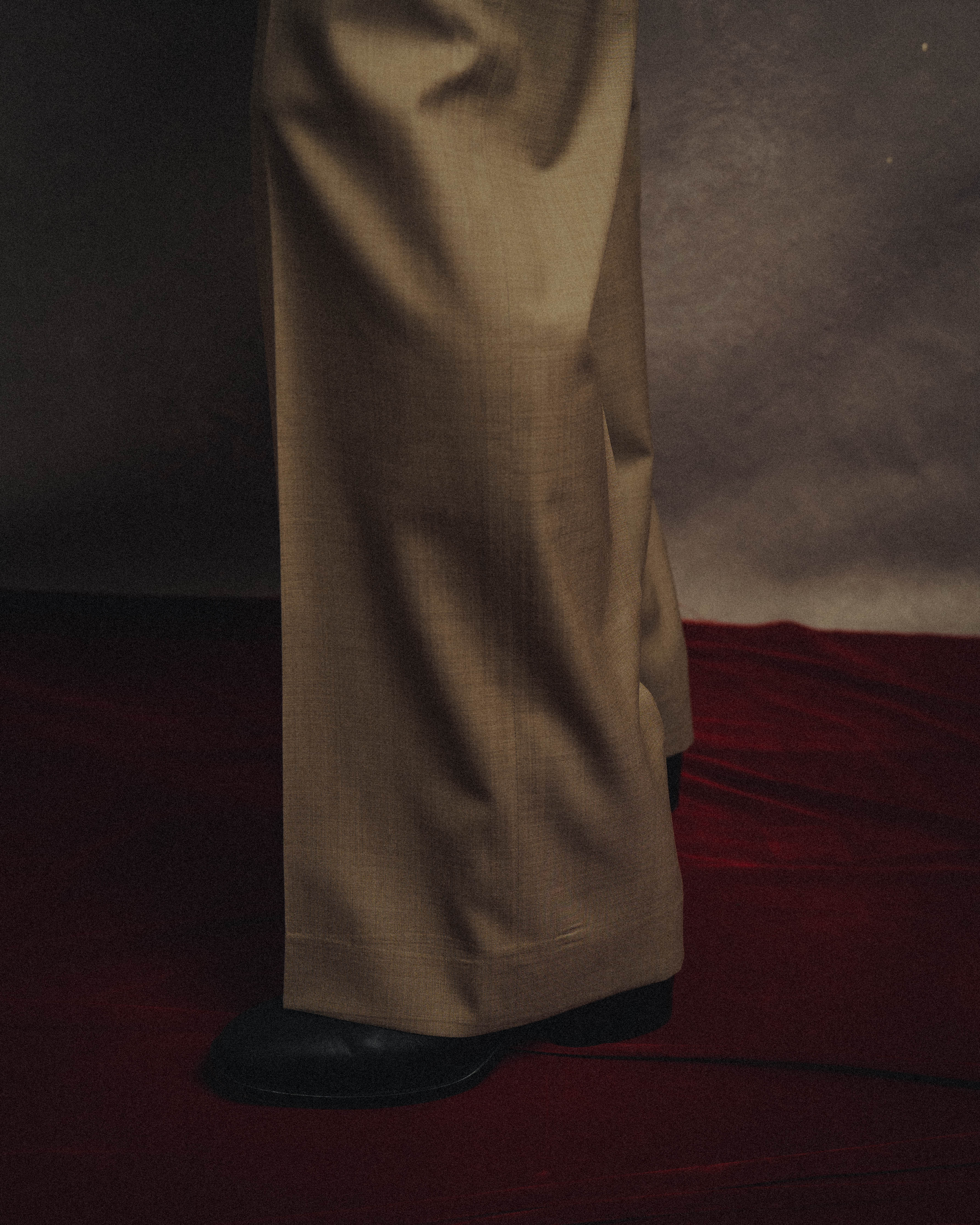 -SPECIAL- "HERMÈS" 90's-00's Wool silk tailored asymmetrical setup suit