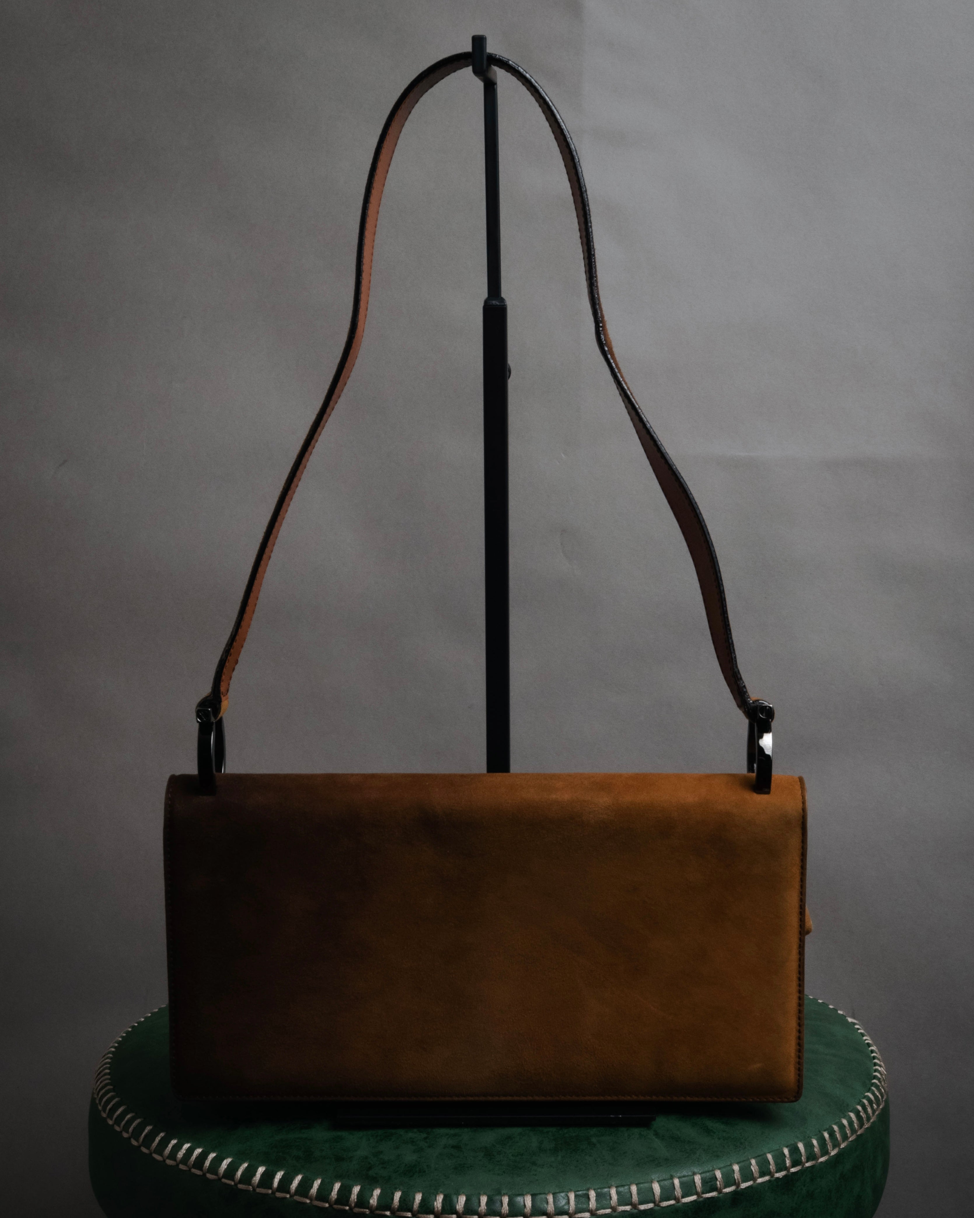 “Salvatore Ferragamo” 90’s-00’s Gancini suede shoulder bag