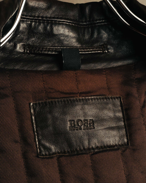 "BOSS HUGO BOSS" 90's-00's Supple sheepskin leather long coat