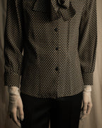 "Christian Dior PRETA PORTER" Ivory polka dot bow tie blouse