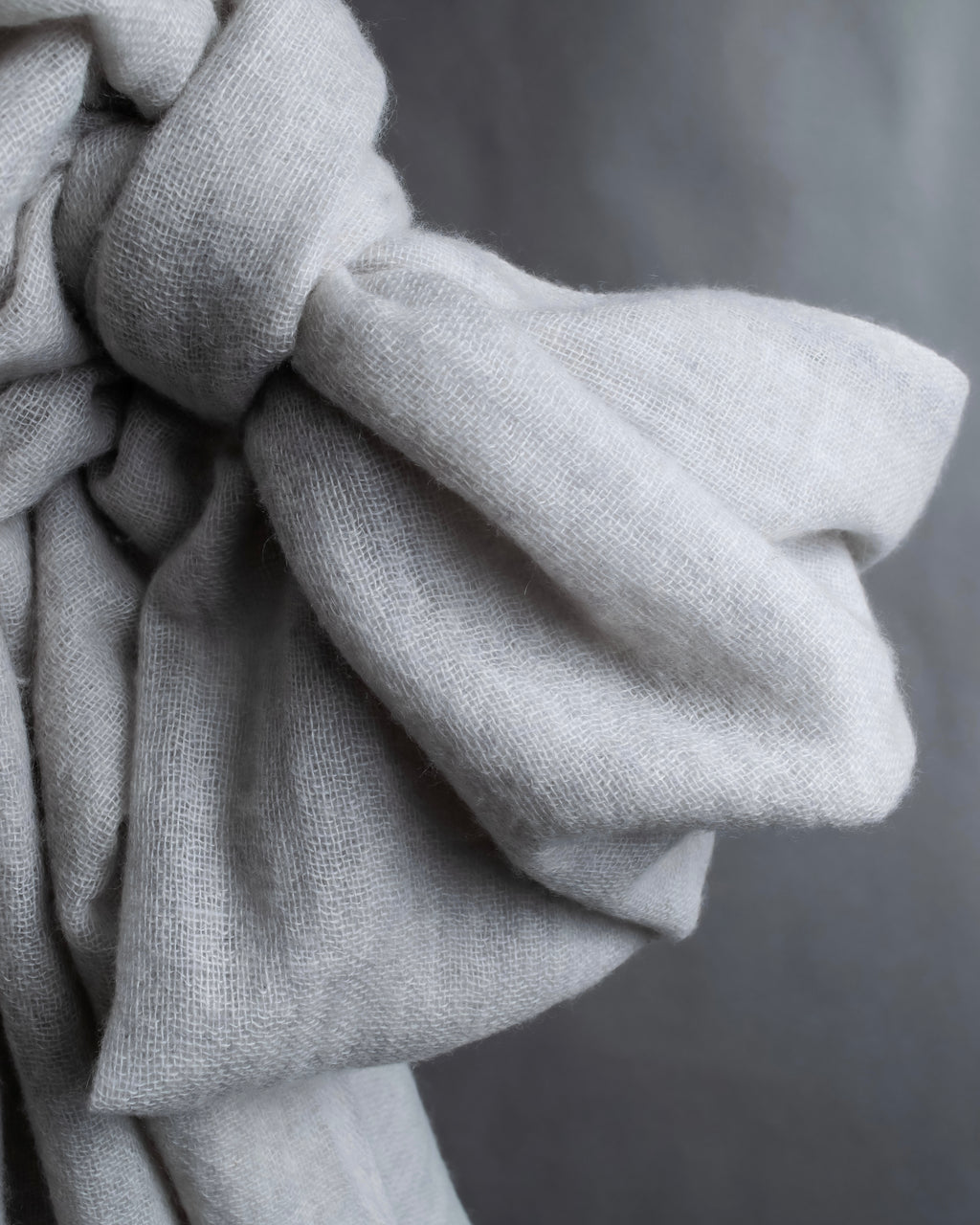 "Chloe" Fringe design light gray sheer material stole