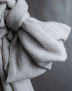 "Chloe" Fringe design light gray sheer material stole