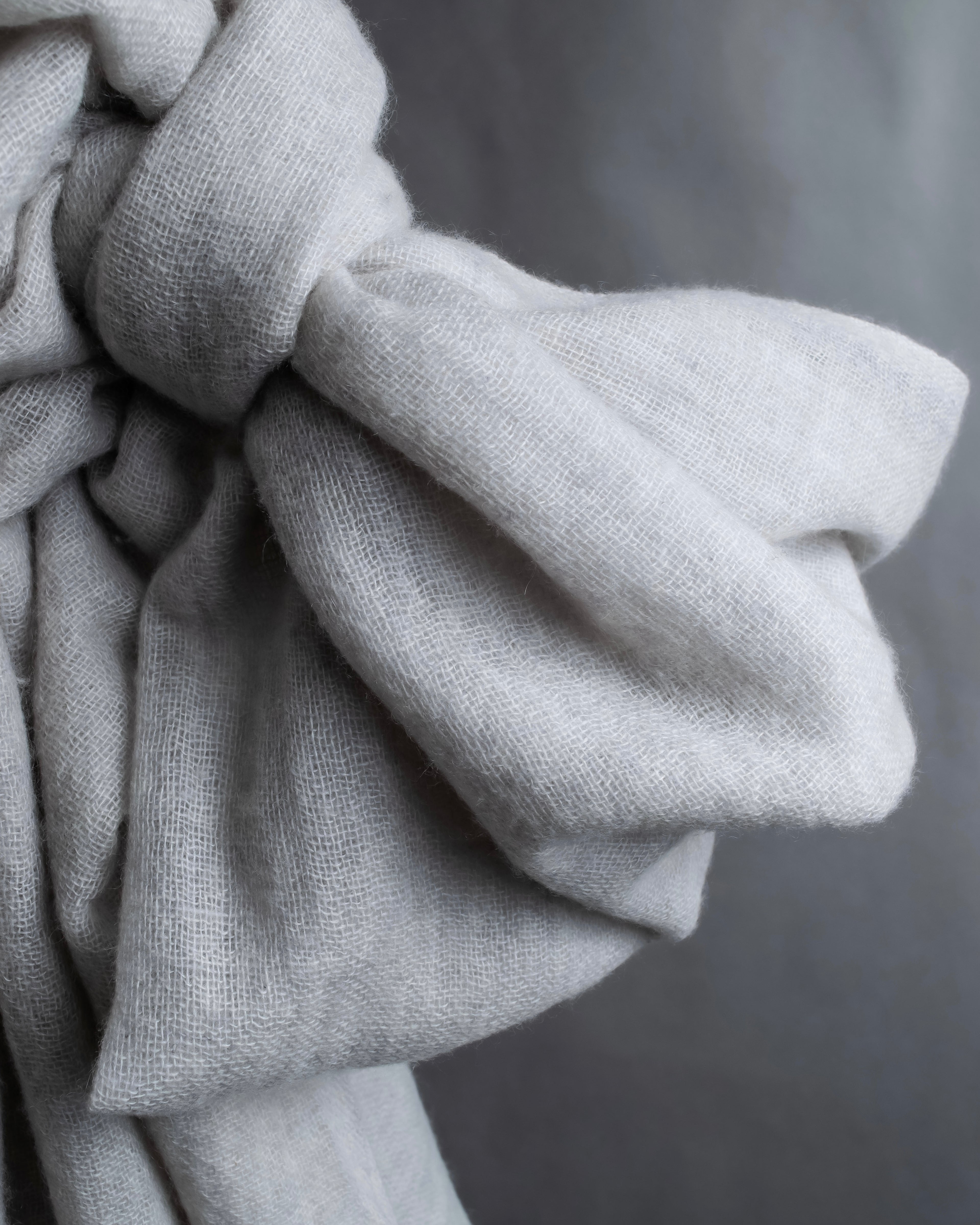 "Chloe" Fringe design light gray sheer material stole