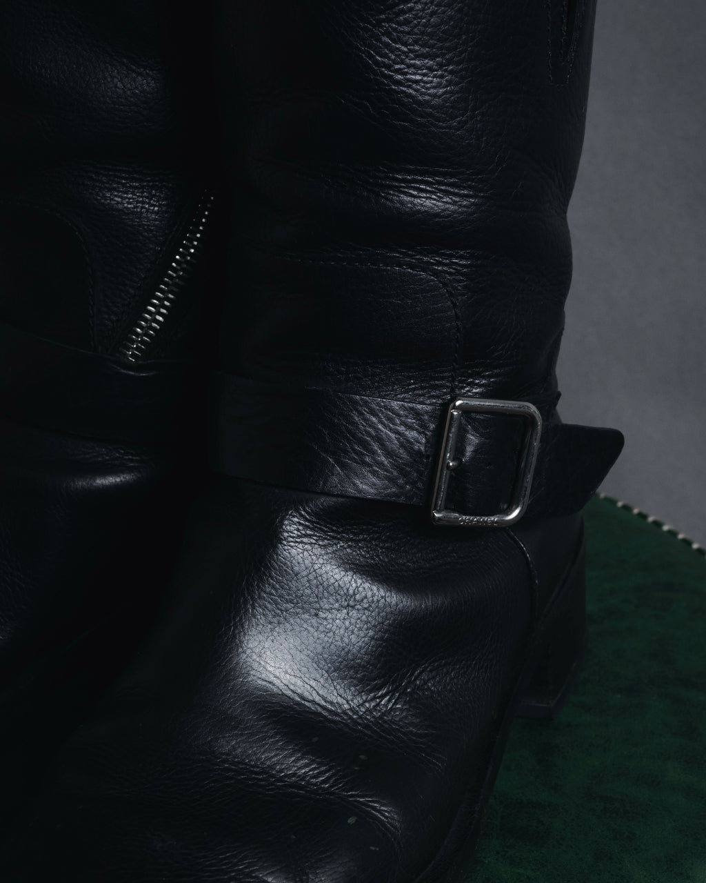 "CHANEL" 2006-12 Double-buckle leather engineer boots