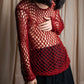 "Y's" Vivid red color mesh knit pullover