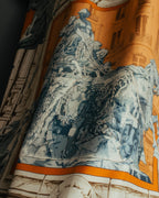 "Hermès" 90's-00's Architectural printed silk scarf