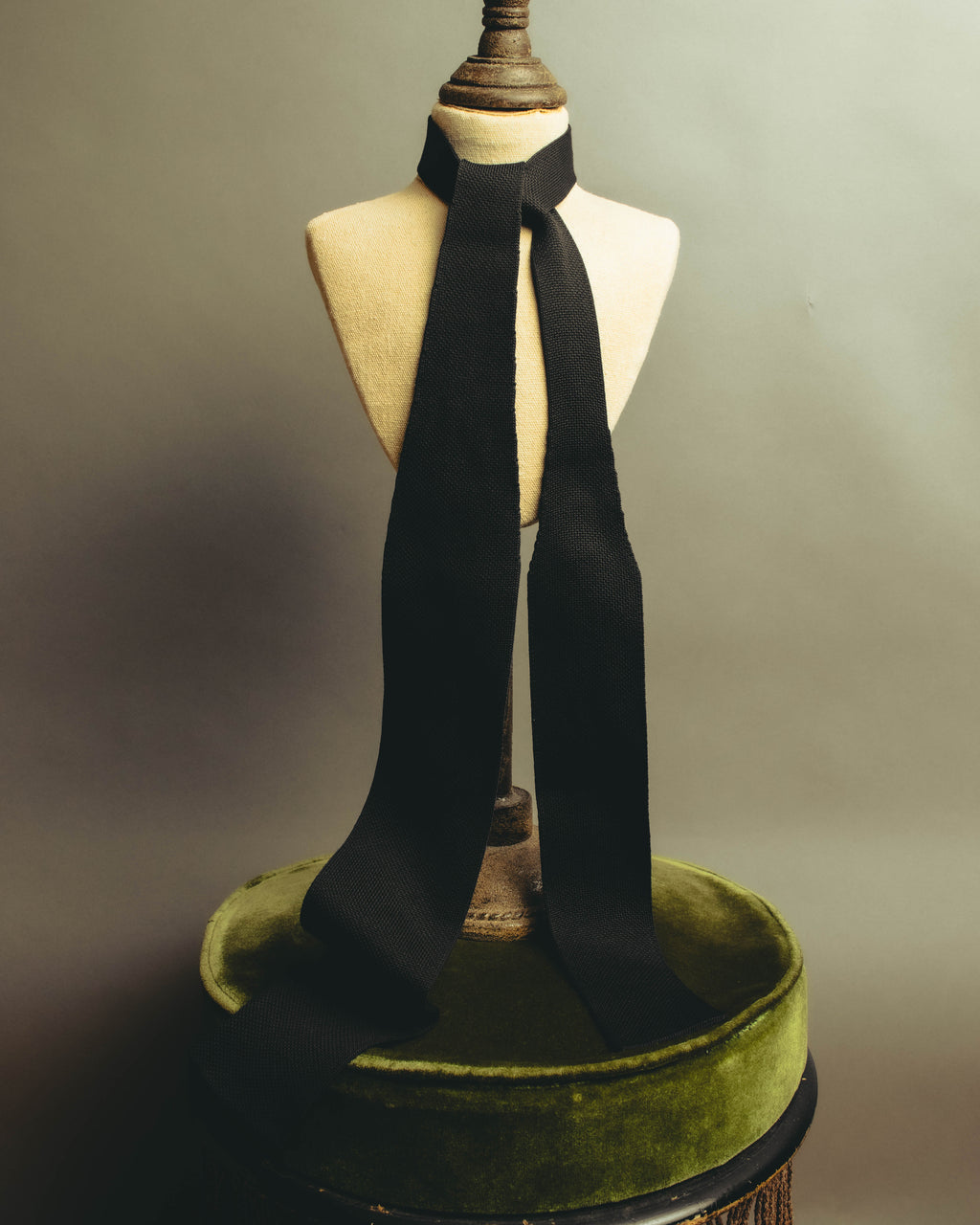 "Hermès" Black silk knit tie