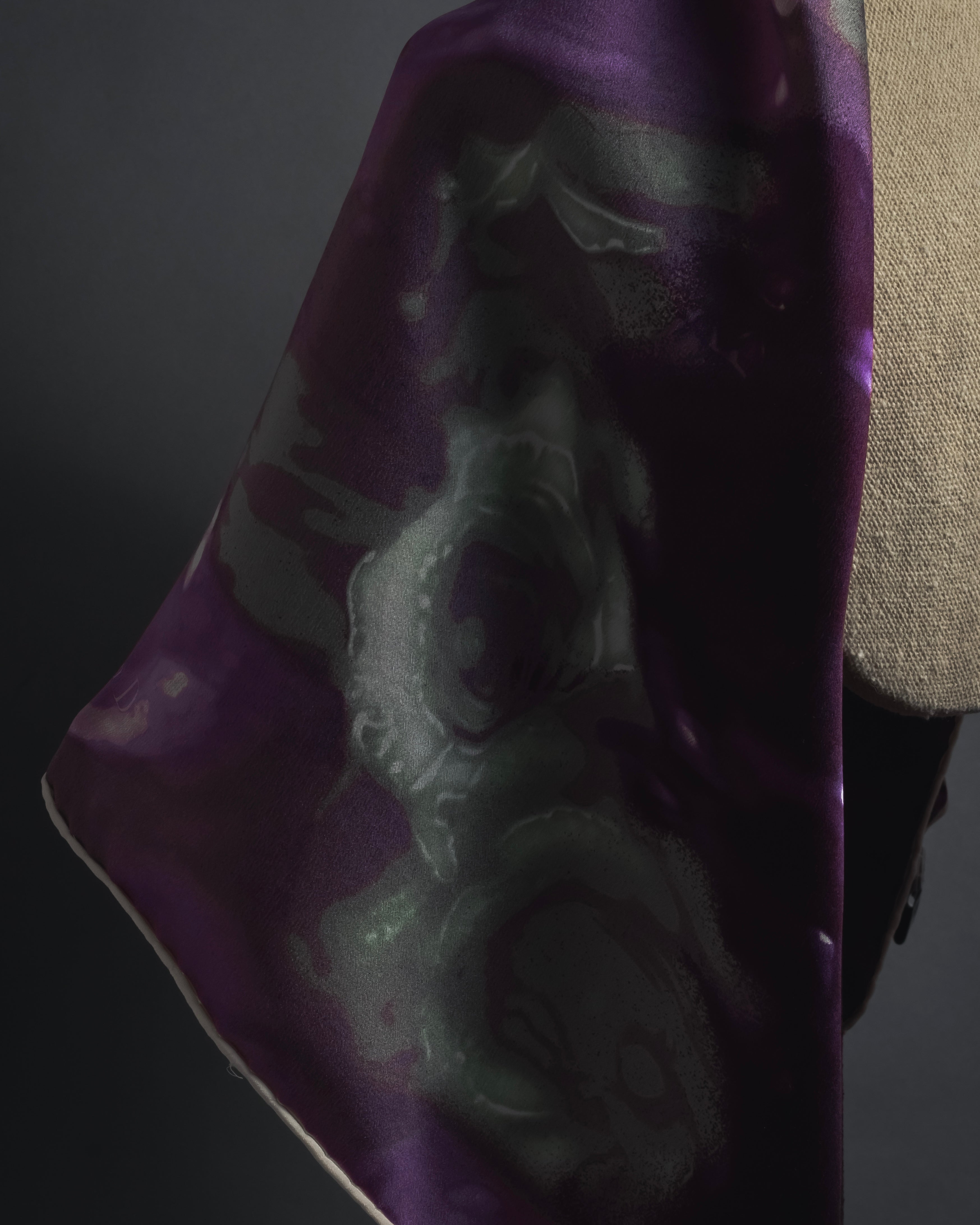 "Christian Dior" Abstract floral marbled print scarf