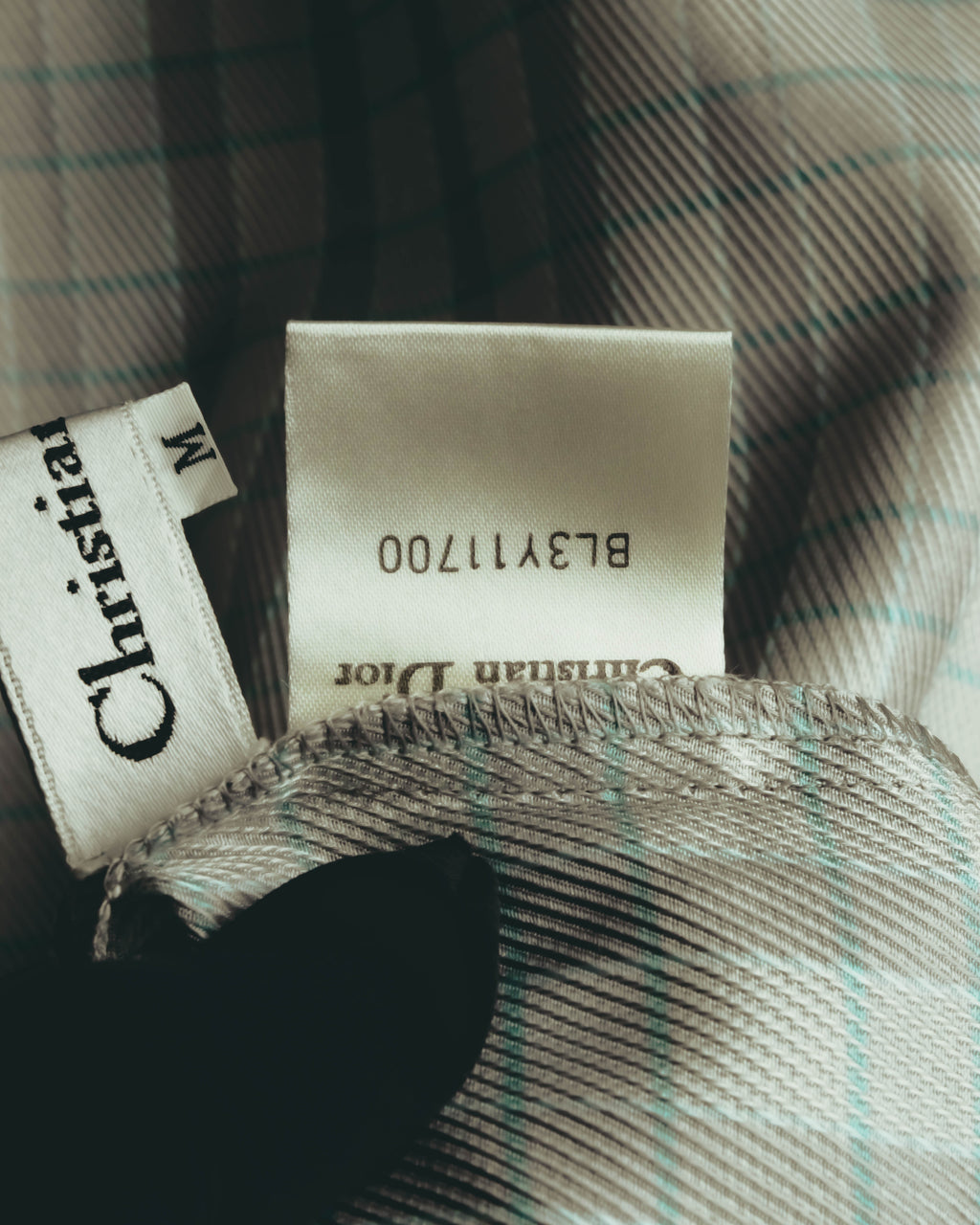 "Christian Dior" 80's-90's Silk blend checked long sleeve blouse