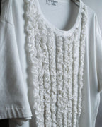 "Yohji Yamamoto POUR HOMME" Long ruffle design soft cotton T-shirt