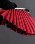 "LOEWE"  Red pleated motif safety pin brooch