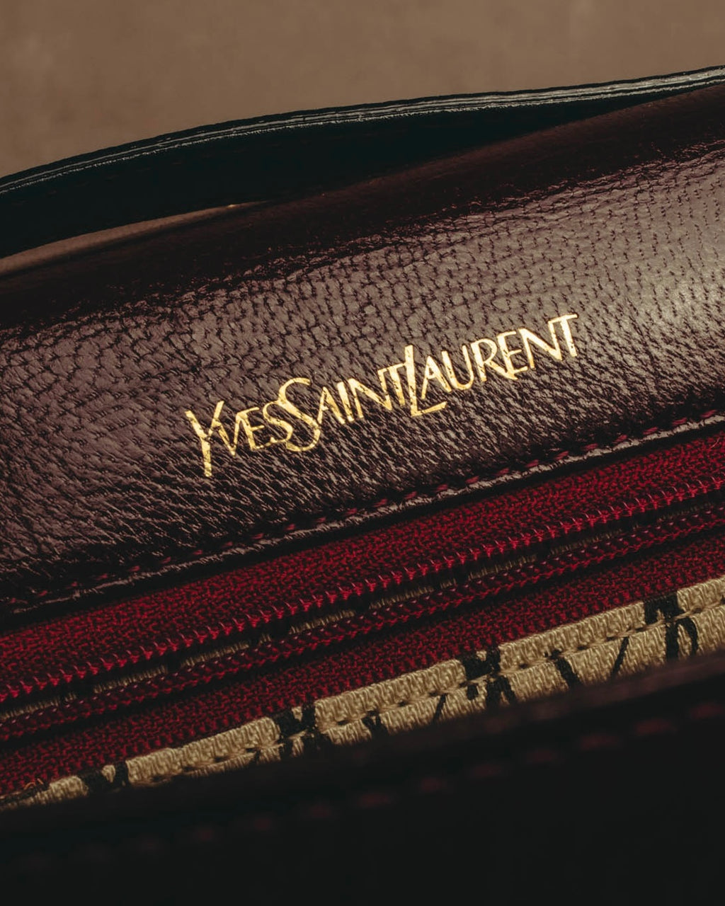 "Yves Saint Laurent" 80's-90's Burgundy embossed leather shoulder bag