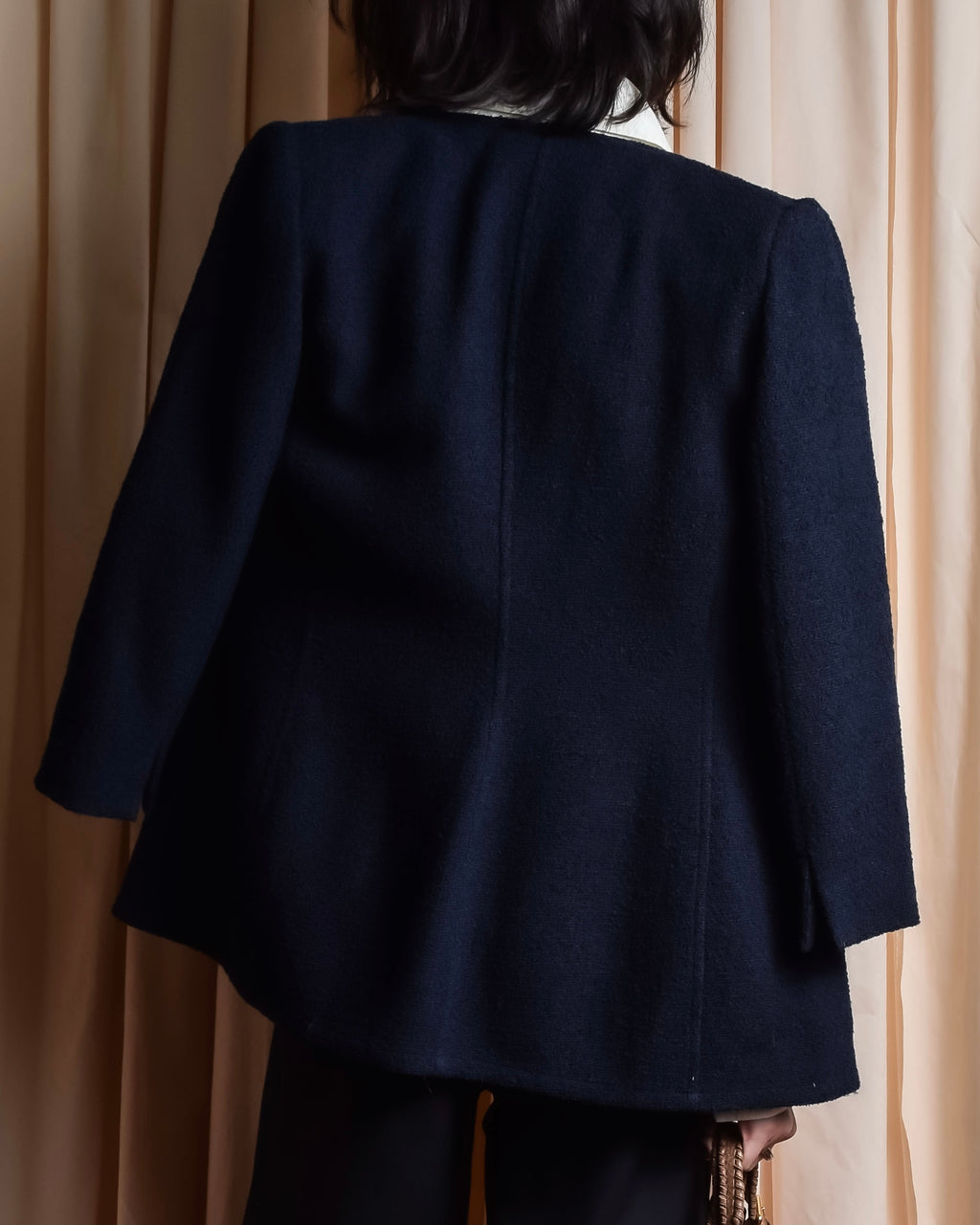 "VALENTINO" Wool boucle concealed front tailored jacket