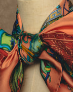 "GUCCI" Late 70's-early 90's oriental motif silk scarf