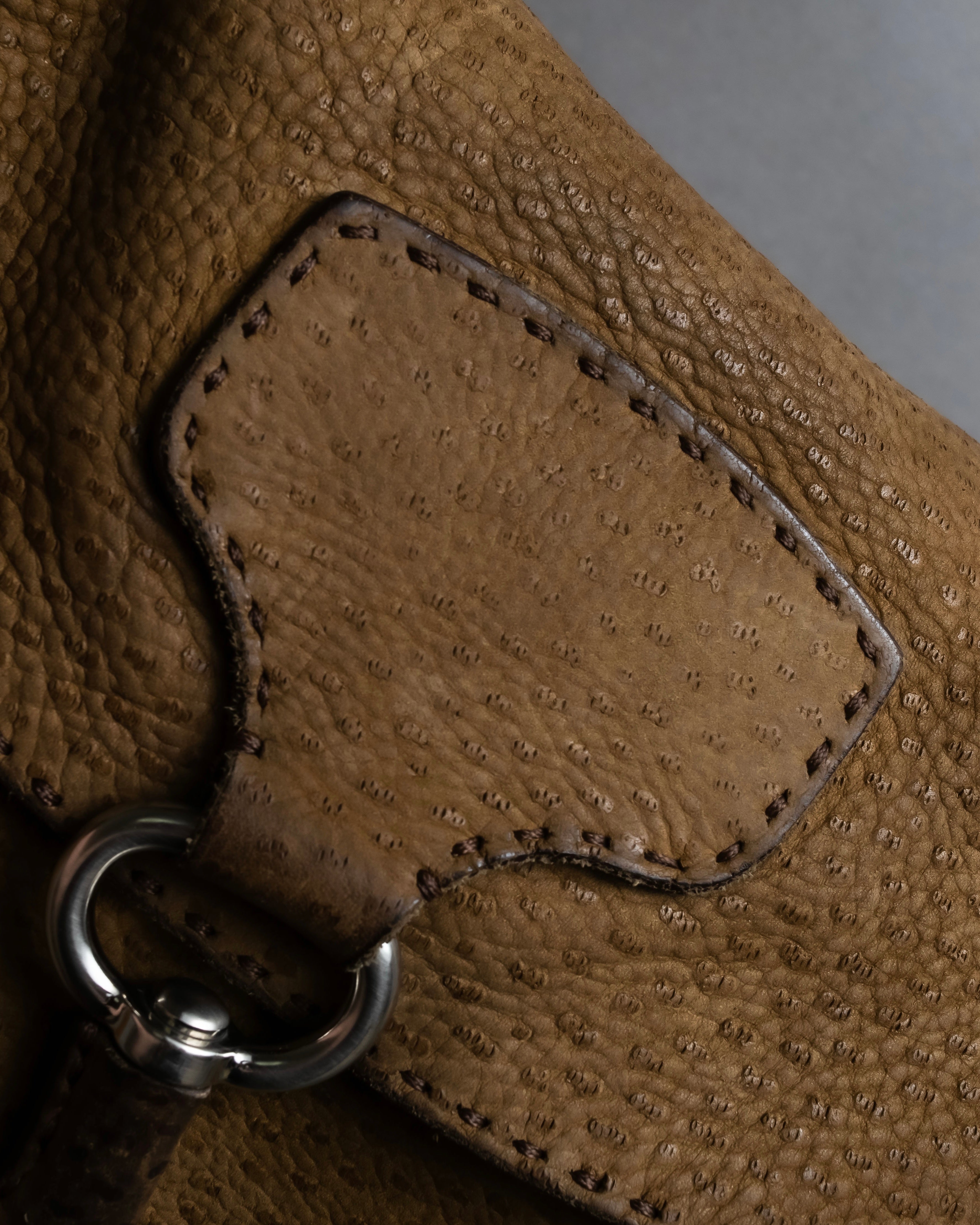 "PRADA" Hook hardware design ostrich leather shoulder bag