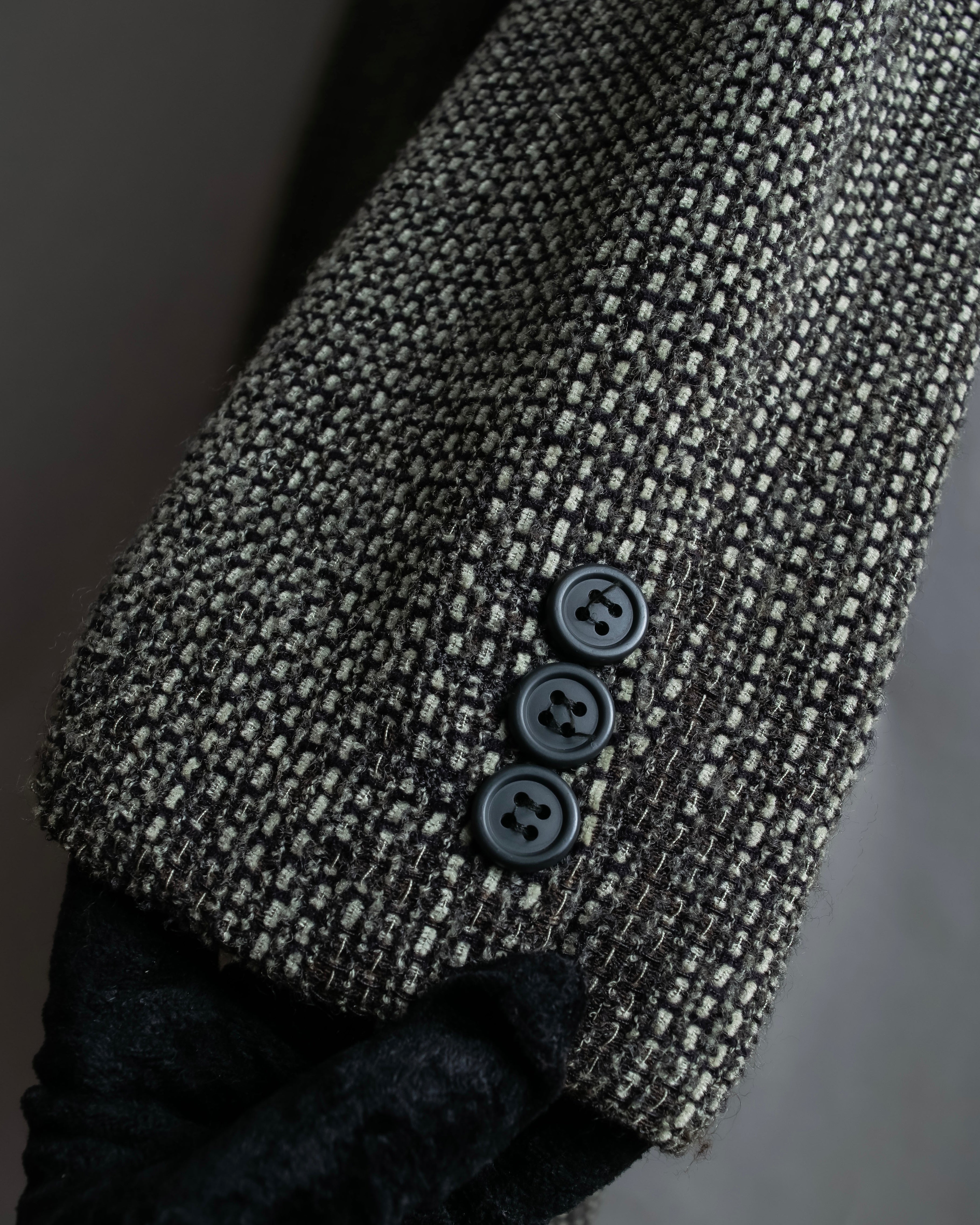 "GIORGIO ARMANI" Greige mix checkered pattern tailored jacket
