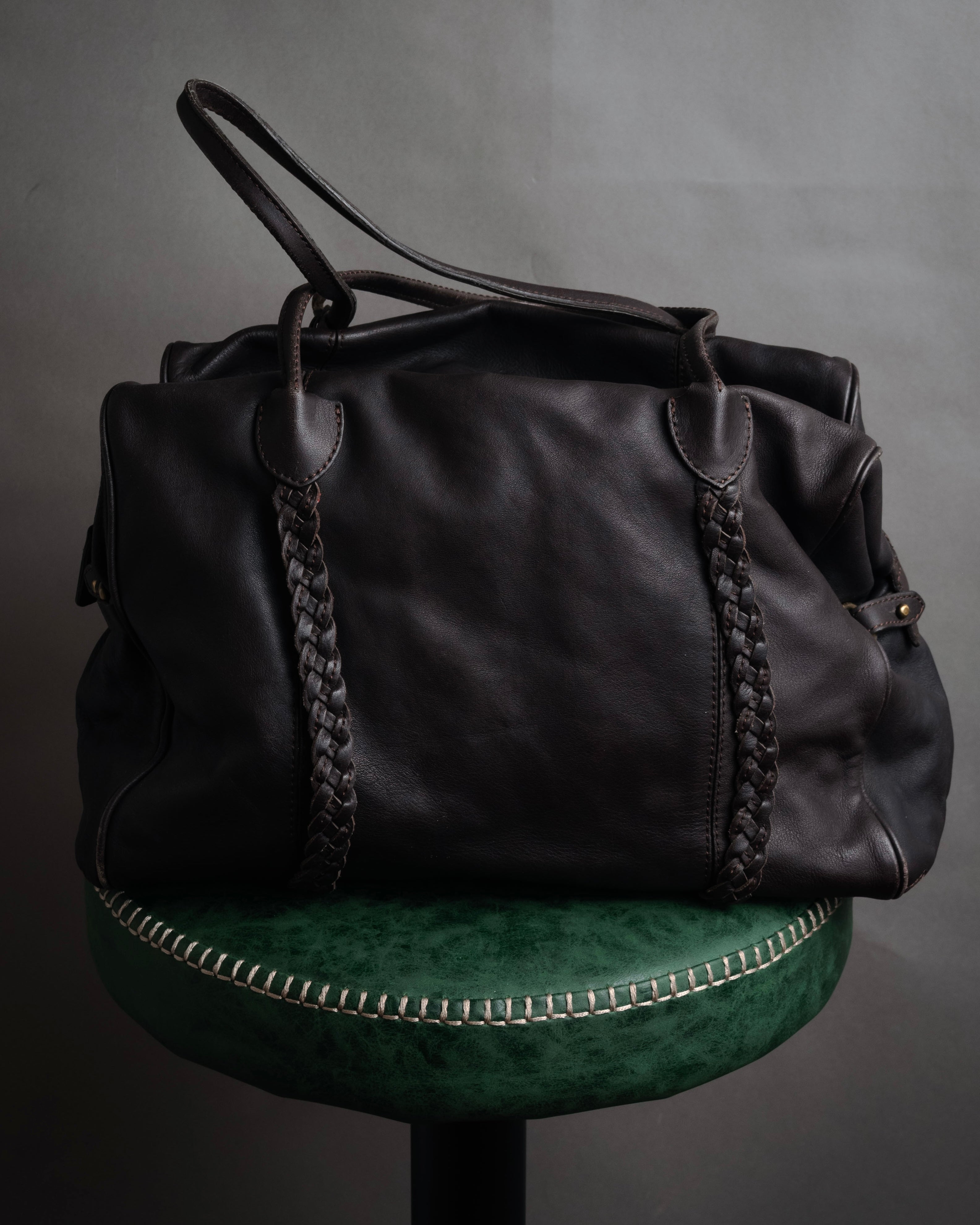 “IACUCCI” 2000’s Braided detail leather Boston bag