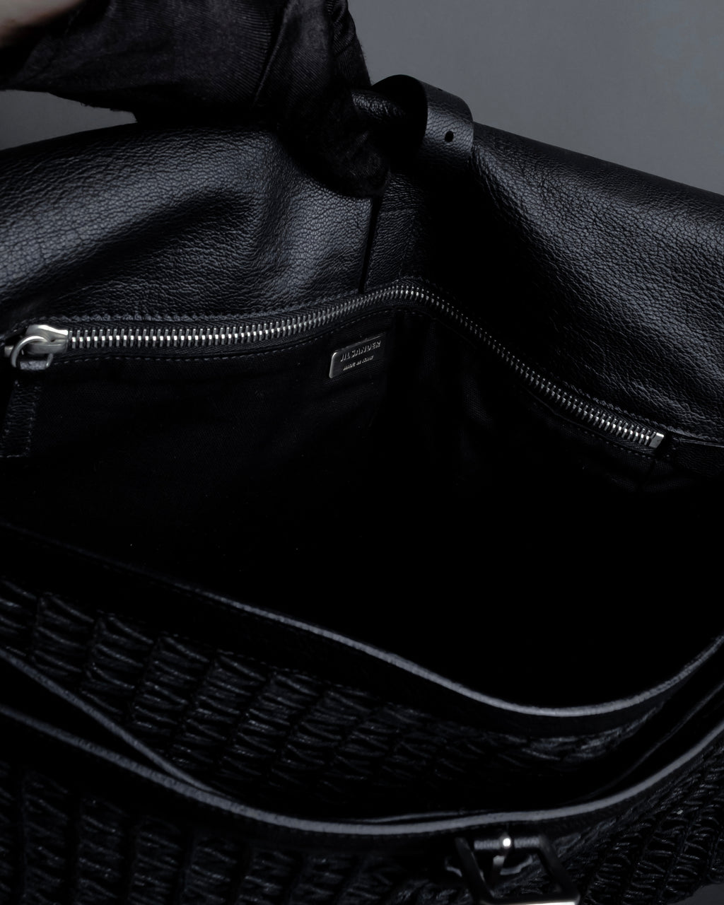 "JIL SANDER" Large flap design Harako leather shoulder bag