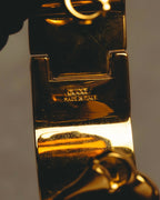 “GUCCI” 90’s-00’s Lizard-embossed leather horsebit cuff bracelet