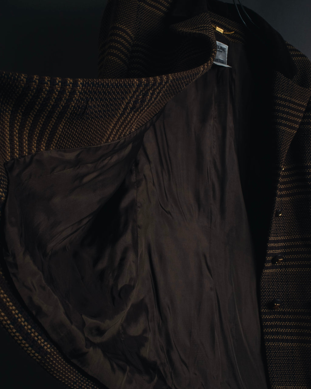 "CELINE" Late 80s–Early 90s velvet-collar woven jacket