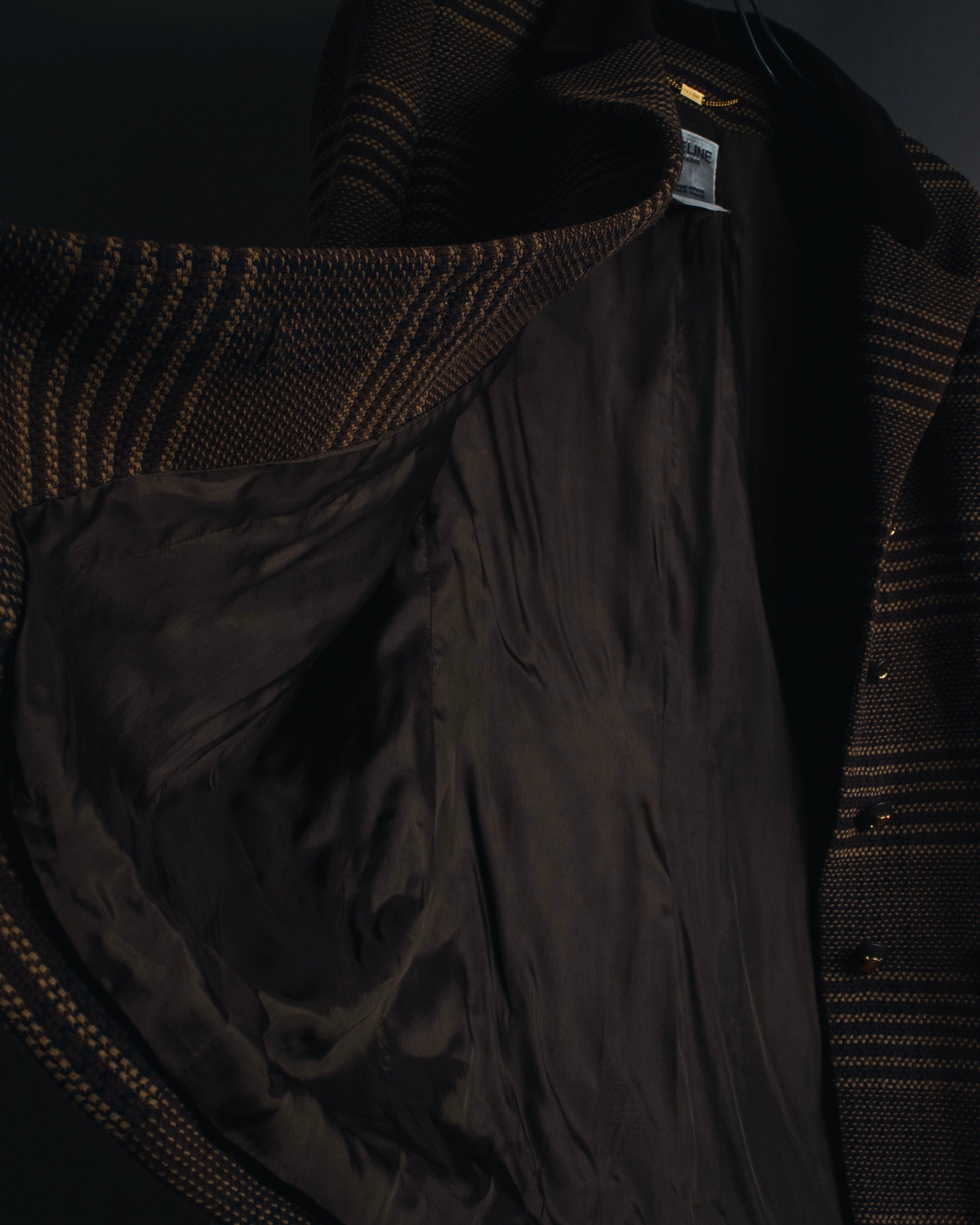 "CELINE" Late 80s–Early 90s velvet-collar woven jacket