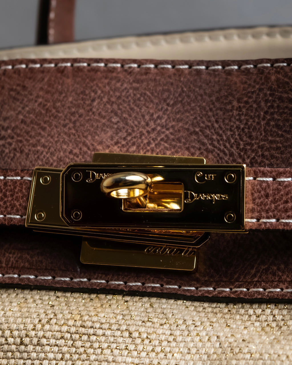 "ADMJ" Leather &amp; canvas combination 2way shoulder bag