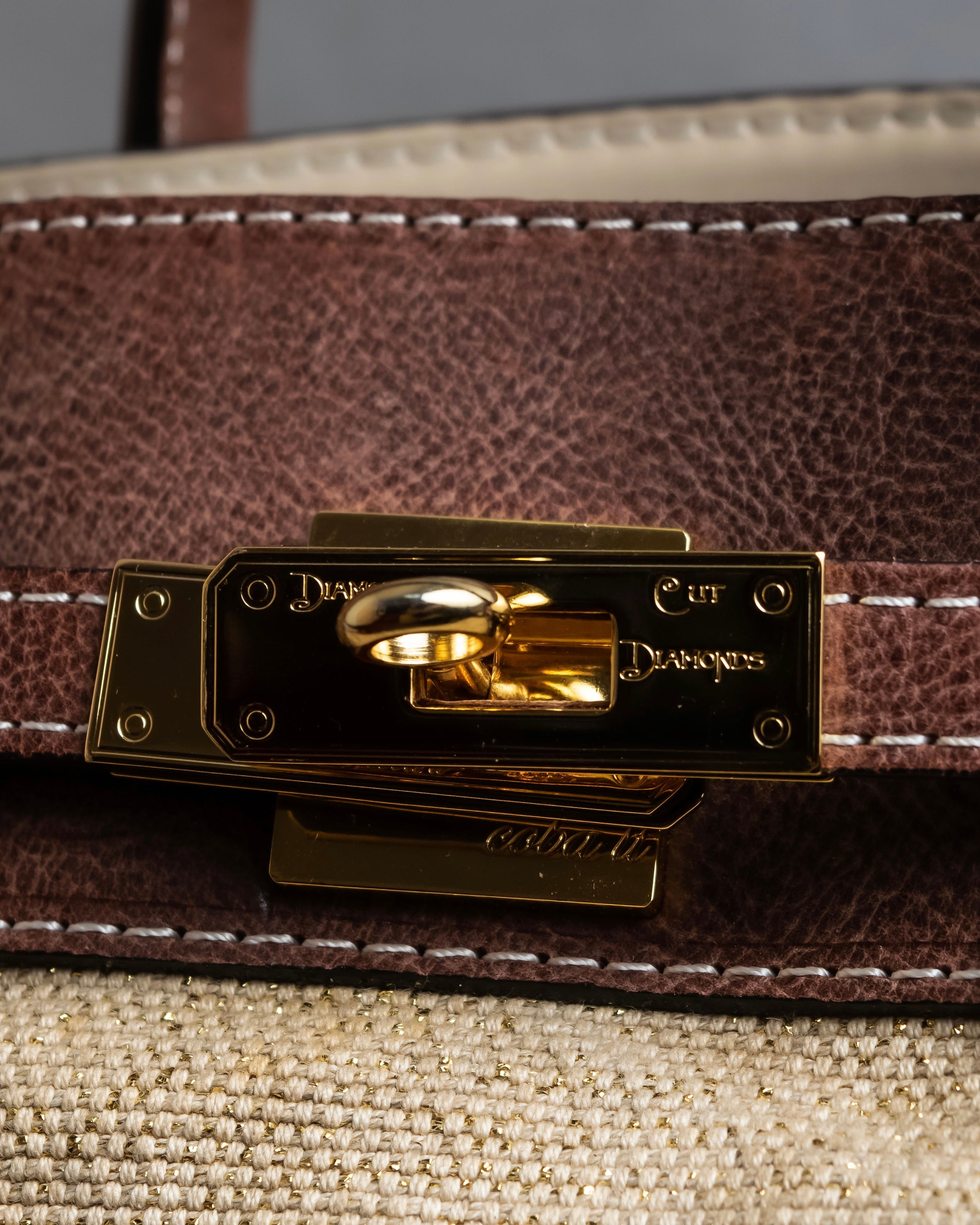 "ADMJ" Leather &amp; canvas combination 2way shoulder bag