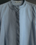 "CÉLINE" 10's Textured cotton collarless tunic shirt