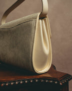 "HANAE MORI" 80's-90's Pleated butterfly clasp handbag